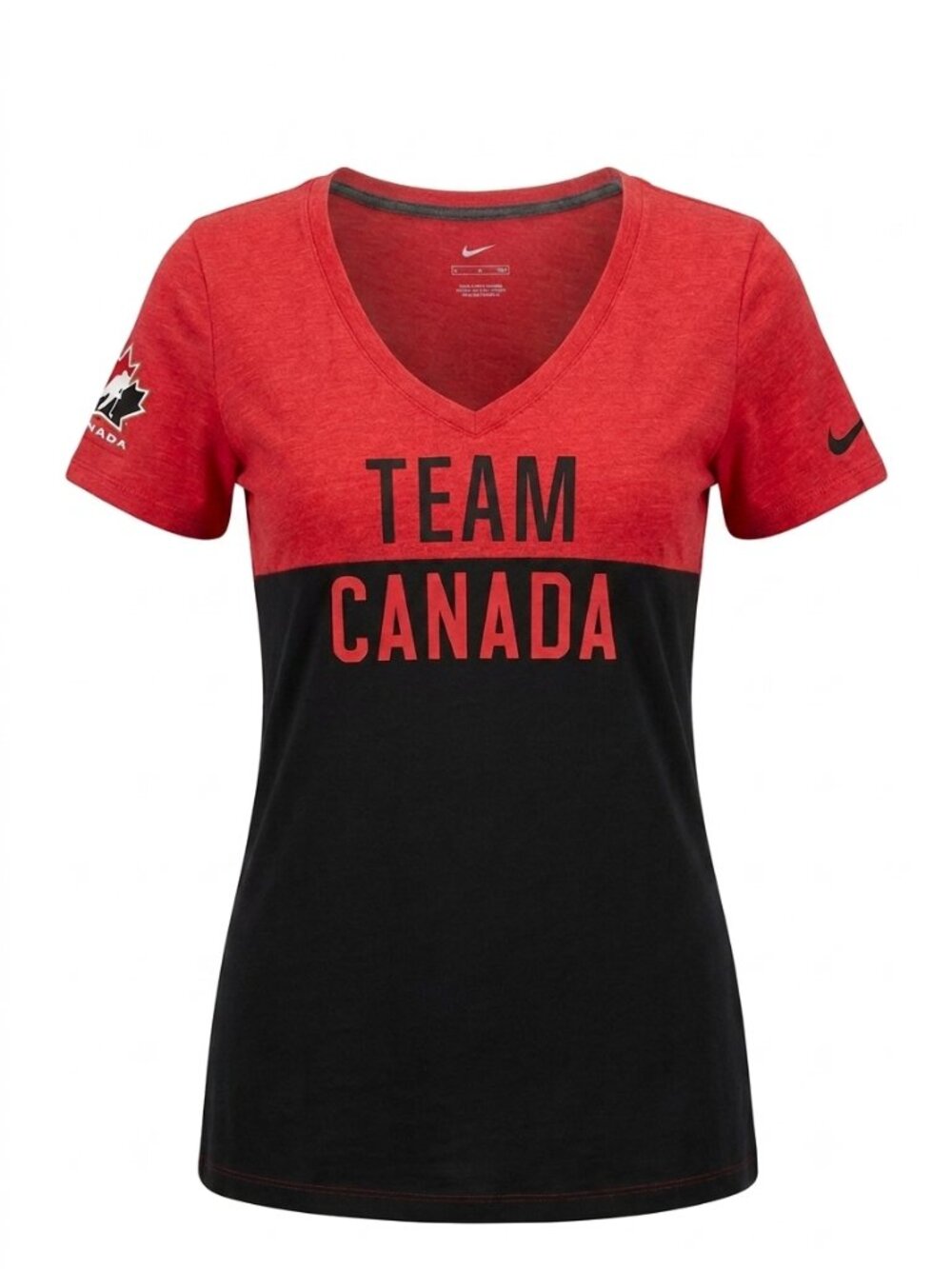 NWT Nike Team Canada Olympics V-Neck Graphic T-Shirt Red & Black Women’s 2XL